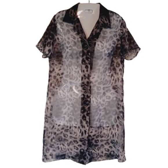Dawn Joy II Other - DAWN JOY II Sheer Leopard Print Short Sleeve Button Up Jacket Size 6P